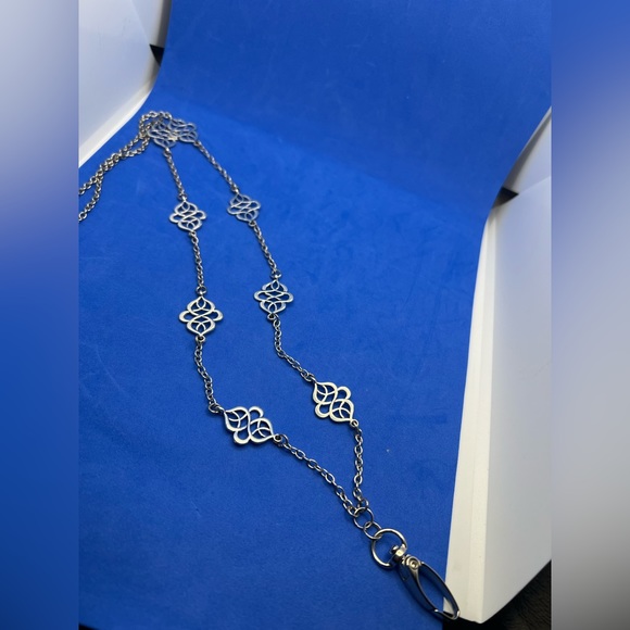 Decorative Silver Tone Lanyard/ Necklace - Picture 2 of 9